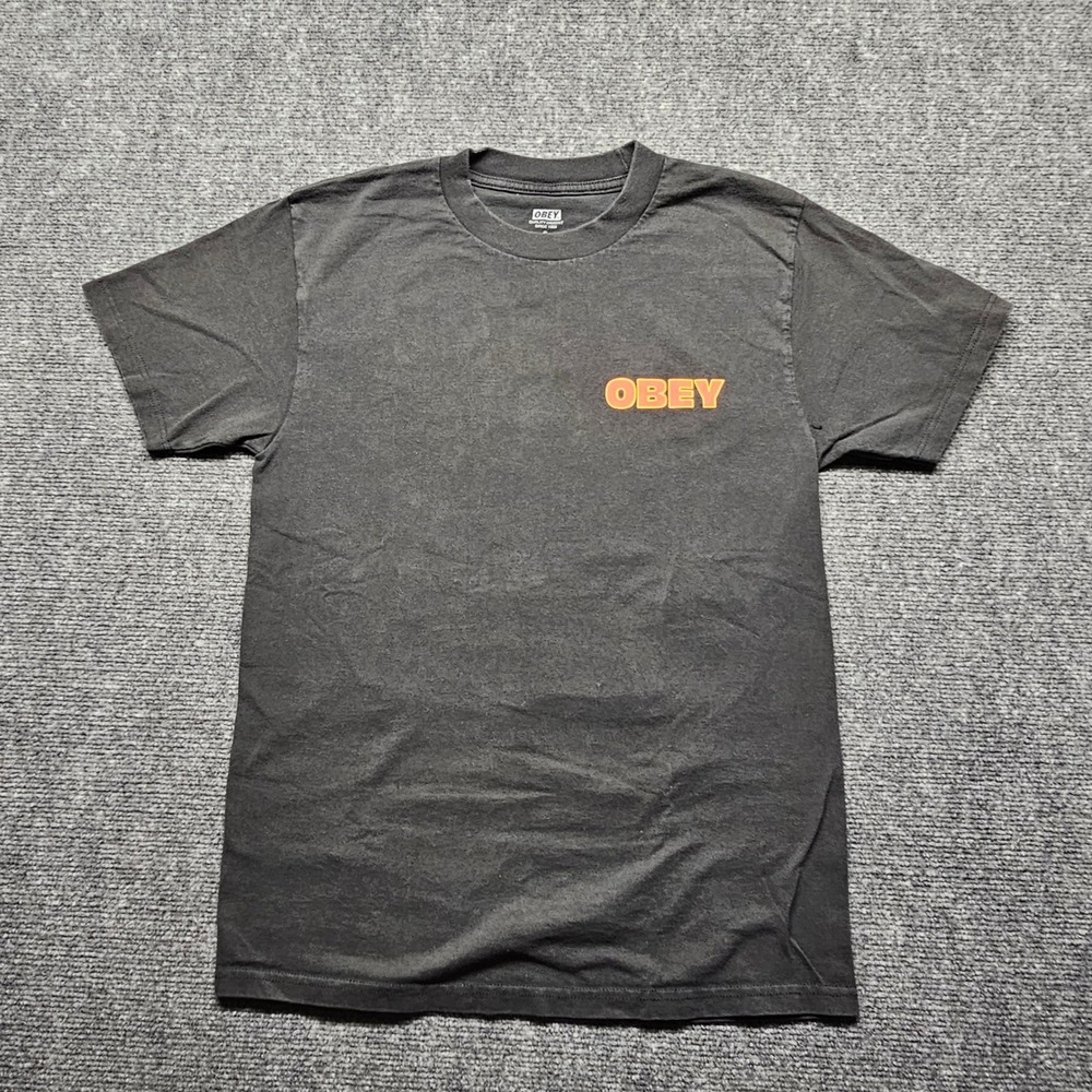 Obey Mens Star Graphic T-Shirt Black Small Short Sleeve Andre the Giant Logo